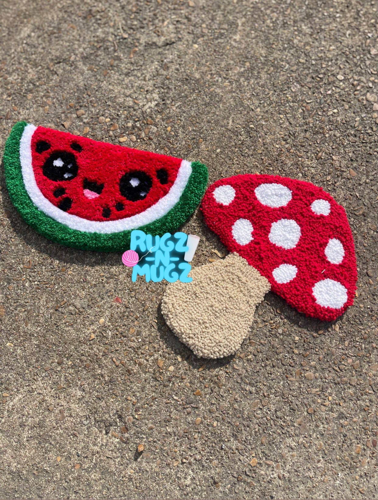 Mushroom Punch Needle Mini Rug